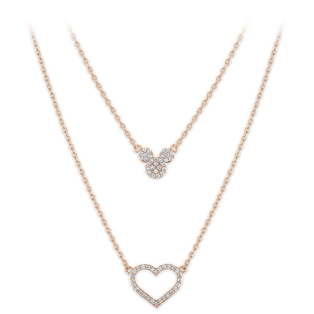 Disney double layered heart necklace rose gold layer preloved hearts heart